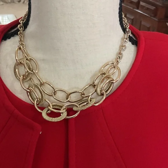 Banana Republic Red dress AND Tahari jacket, AND gold necklace - Picture 3 of 12